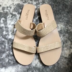 Talbots Two Strap Natural Woven Slide Sandals